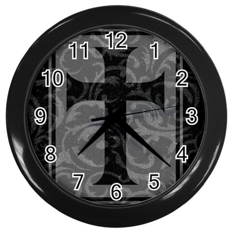 Gothic Brocade Cross Wall Clock (Black) from ArtsNow.com Front