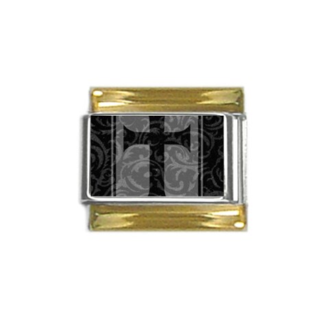 Gothic Brocade Cross Gold Trim Italian Charm (9mm) from ArtsNow.com Front