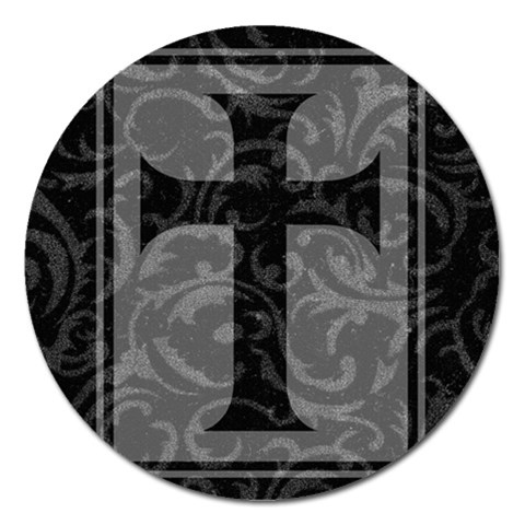 Gothic Brocade Cross Magnet 5  (Round) from ArtsNow.com Front