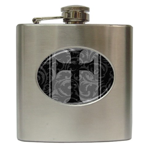 Gothic Brocade Cross Hip Flask (6 oz) from ArtsNow.com Front