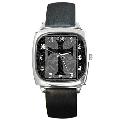 Gothic Brocade Cross Square Metal Watch from ArtsNow.com Front