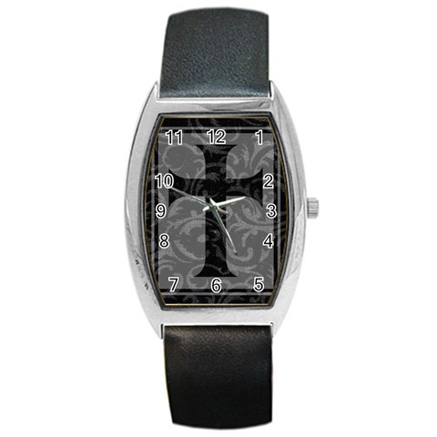 Gothic Brocade Cross Barrel Style Metal Watch from ArtsNow.com Front