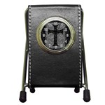 Gothic Brocade Cross Pen Holder Desk Clock