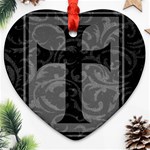 Gothic Brocade Cross Heart Ornament (Two Sides)