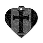 Gothic Brocade Cross Dog Tag Heart (Two Sides)