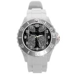 Gothic Brocade Cross Round Plastic Sport Watch Large