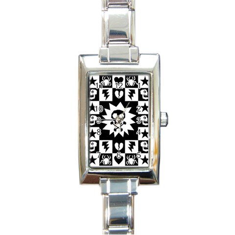 Gothic Punk Skull Rectangular Italian Charm Watch from ArtsNow.com Front