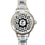 Gothic Punk Skull Round Italian Charm Watch