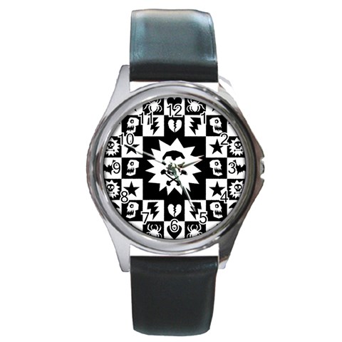 Gothic Punk Skull Round Metal Watch from ArtsNow.com Front