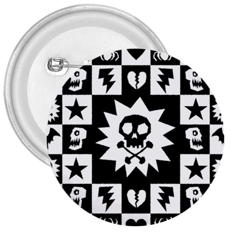 Gothic Punk Skull 3  Button from ArtsNow.com Front