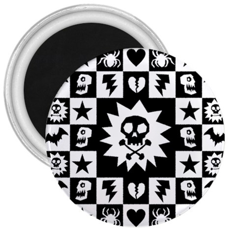 Gothic Punk Skull 3  Magnet from ArtsNow.com Front
