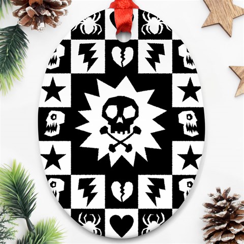 Gothic Punk Skull Ornament (Oval) from ArtsNow.com Front