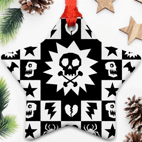Gothic Punk Skull Ornament (Star) from ArtsNow.com Front