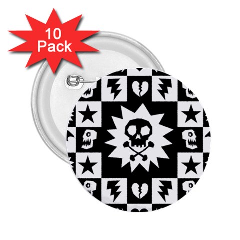 Gothic Punk Skull 2.25  Button (10 pack) from ArtsNow.com Front