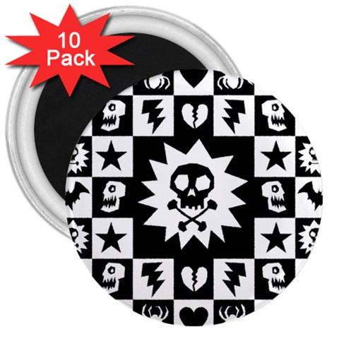 Gothic Punk Skull 3  Magnet (10 pack) from ArtsNow.com Front