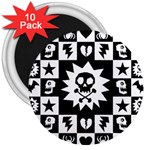 Gothic Punk Skull 3  Magnet (10 pack)