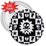 Gothic Punk Skull 3  Button (100 pack)