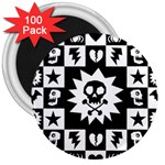 Gothic Punk Skull 3  Magnet (100 pack)