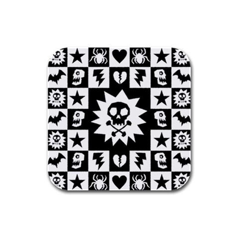 Gothic Punk Skull Rubber Square Coaster (4 pack) from ArtsNow.com Front