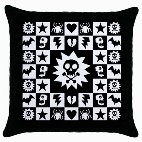 Gothic Punk Skull Throw Pillow Case (Black) from ArtsNow.com Front