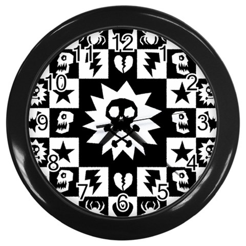 Gothic Punk Skull Wall Clock (Black) from ArtsNow.com Front