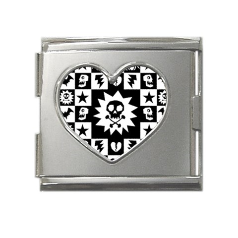 Gothic Punk Skull Mega Link Heart Italian Charm (18mm) from ArtsNow.com Front