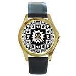 Gothic Punk Skull Round Gold Metal Watch