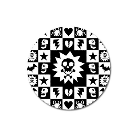 Gothic Punk Skull Magnet 3  (Round) from ArtsNow.com Front
