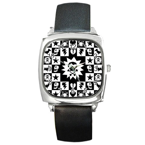 Gothic Punk Skull Square Metal Watch from ArtsNow.com Front