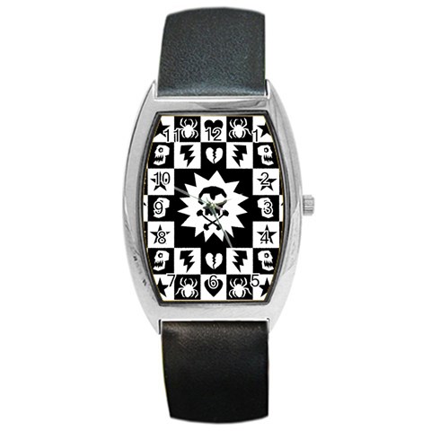 Gothic Punk Skull Barrel Style Metal Watch from ArtsNow.com Front