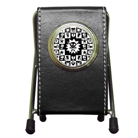 Gothic Punk Skull Pen Holder Desk Clock from ArtsNow.com Front