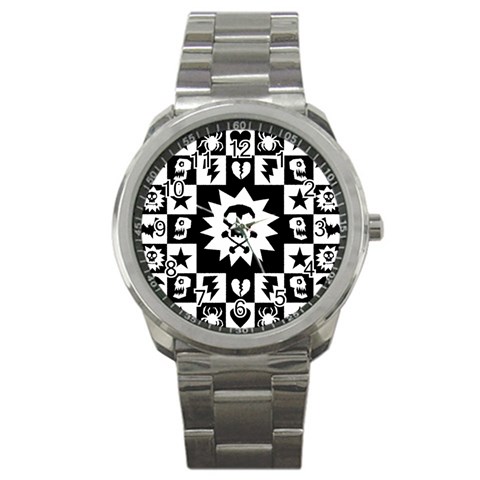 Gothic Punk Skull Sport Metal Watch from ArtsNow.com Front