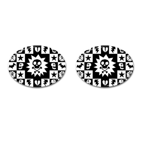 Gothic Punk Skull Cufflinks (Oval) from ArtsNow.com Front(Pair)