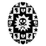 Gothic Punk Skull Oval Ornament (Two Sides)