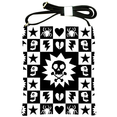 Gothic Punk Skull Shoulder Sling Bag from ArtsNow.com Front