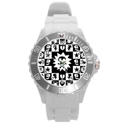 Gothic Punk Skull Round Plastic Sport Watch Large from ArtsNow.com Front