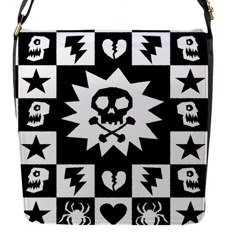 Gothic Punk Skull Flap closure messenger bag (Small) from ArtsNow.com Front