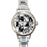 Grunge Skull Round Italian Charm Watch