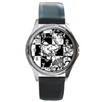 Grunge Skull Round Metal Watch