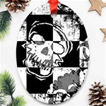 Grunge Skull Ornament (Oval)