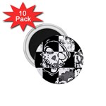 Grunge Skull 1.75  Magnet (10 pack) 