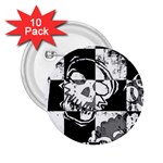 Grunge Skull 2.25  Button (10 pack)