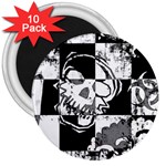 Grunge Skull 3  Magnet (10 pack)