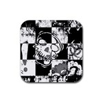 Grunge Skull Rubber Coaster (Square)