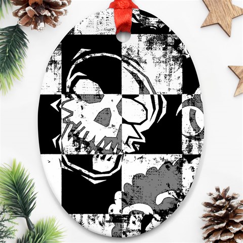 Grunge Skull Oval Ornament (Two Sides) from ArtsNow.com Front