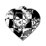 Grunge Skull Dog Tag Heart (One Side)