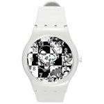 Grunge Skull Round Plastic Sport Watch Medium