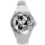 Grunge Skull Round Plastic Sport Watch Large