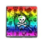 Kawaii Rainbow Skull Memory Card Reader with Storage (Square)