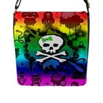 Kawaii Rainbow Skull Flap Closure Messenger Bag (Large)